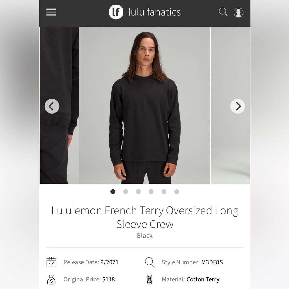 Lululemon Men’s French Terry Oversized Long Sleeve Crew